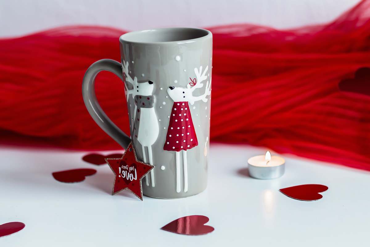 coffee cup grey and white reindeer print ceramic mug mug